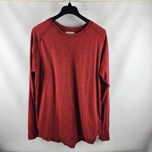 We the Free T-Shirt Mens XL Burgundy Red Distressed L/S Crew Neck